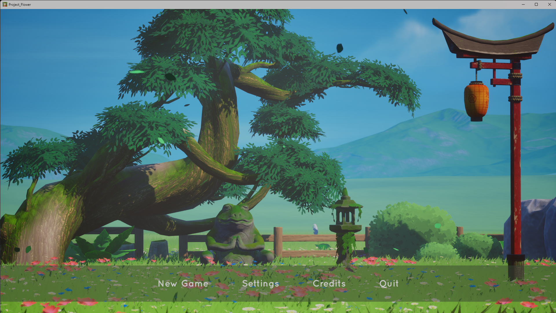 Main menu, final in-engine result